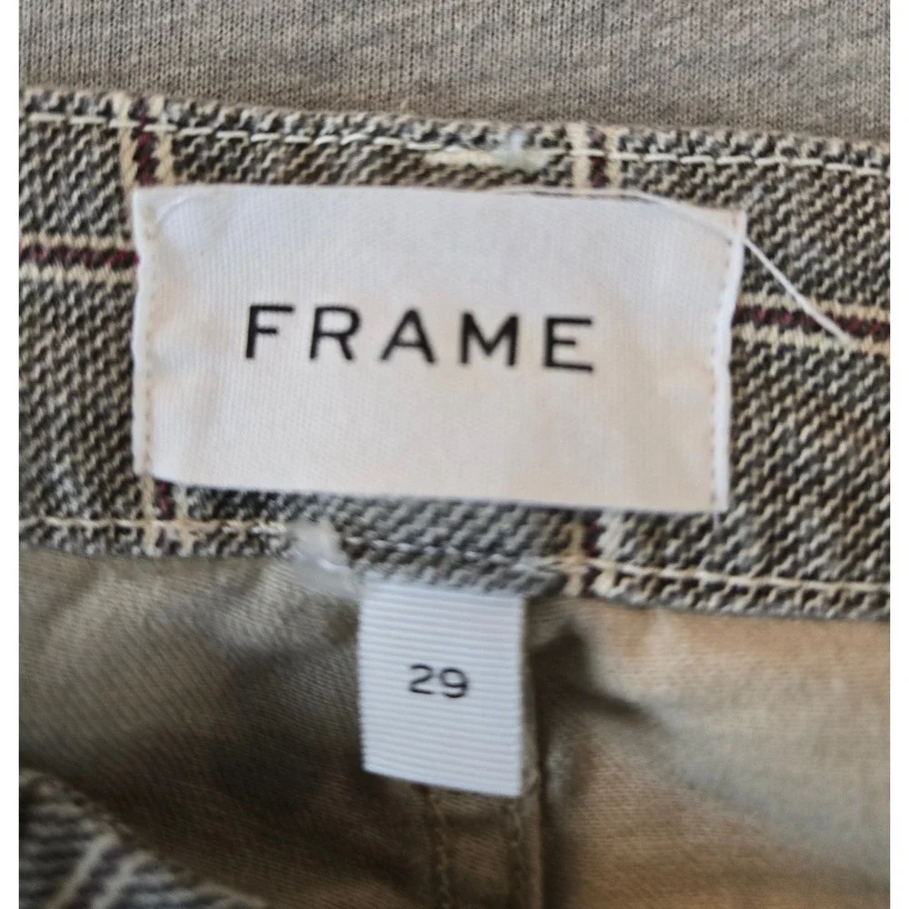 FRAME Le Crop Mini Boot Jeans Women 29 Grey Windowpane Plaid Cropped Flare Pants - Picture 3 of 13